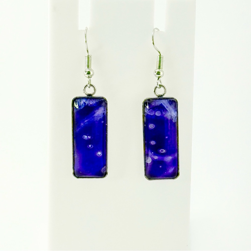 Vibrant Blue Rectangular Earrings - image 1